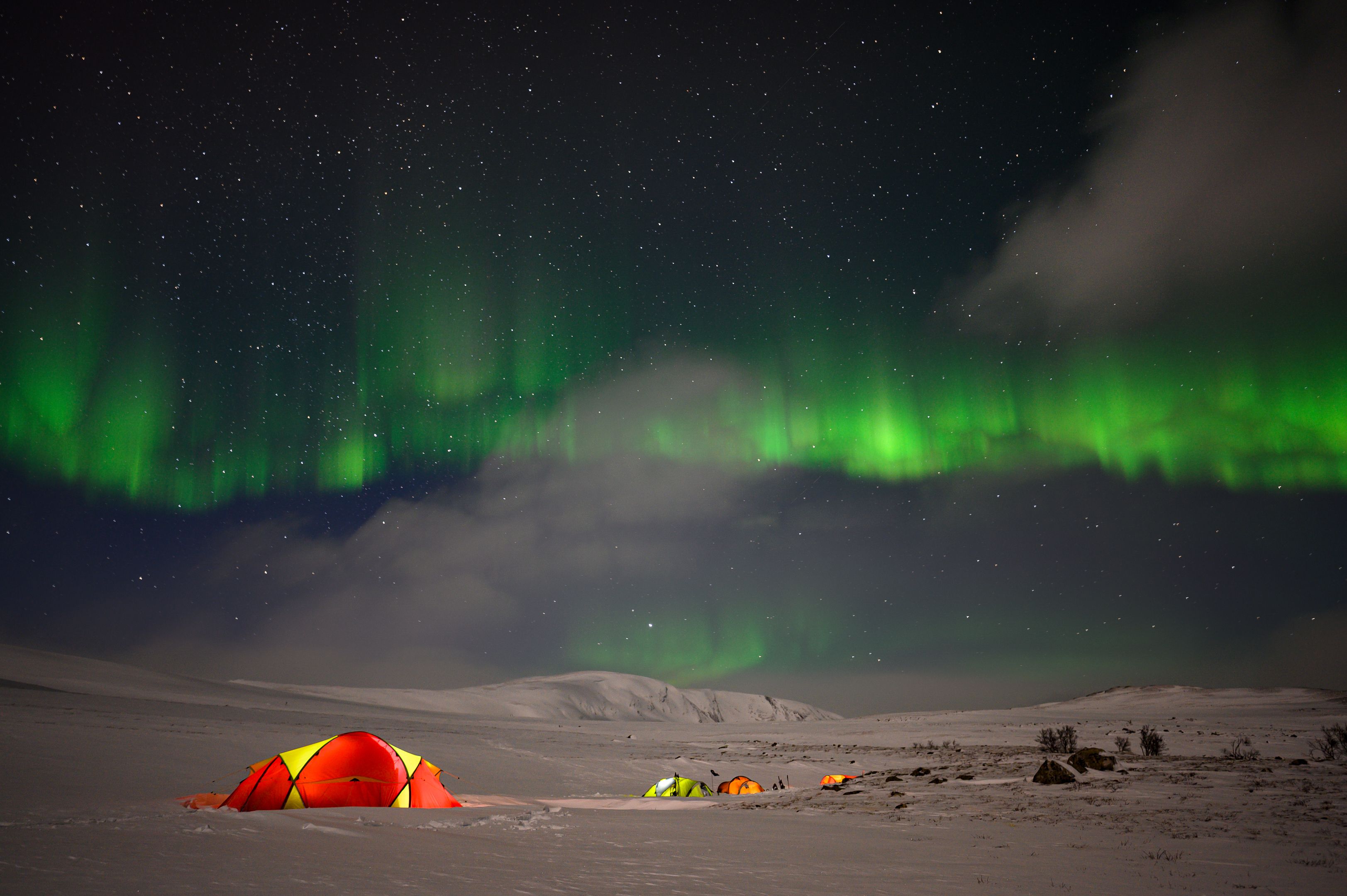 Aurora over a dark landscape