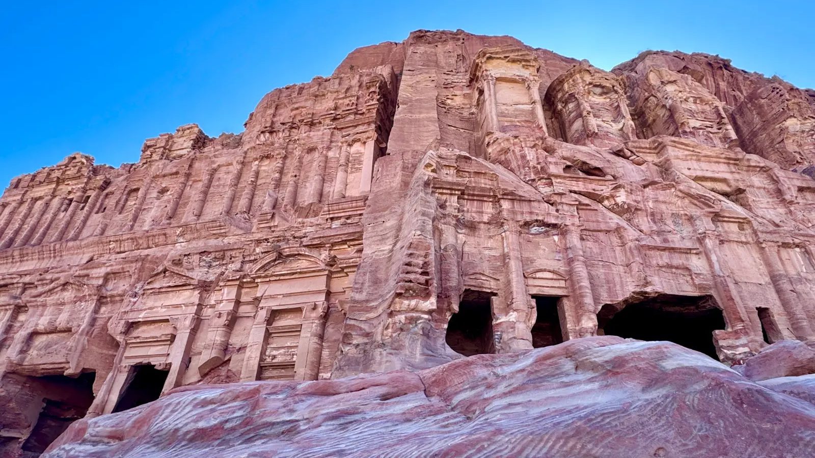The Royal Tombs carved into the rock at Petra, Jordan
