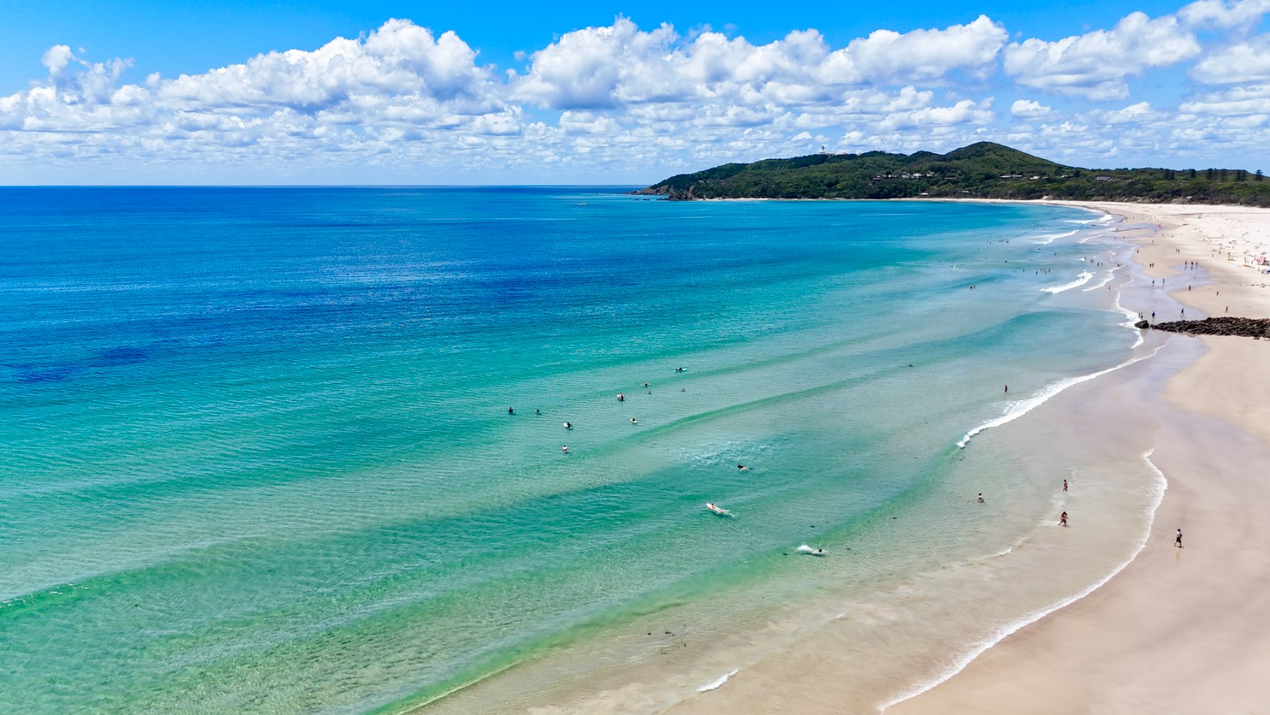 Looking north along Byron Bay towards the lighthouse
