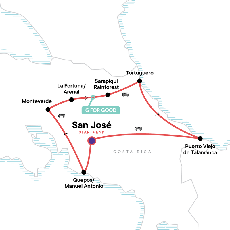 Costa Rica route map