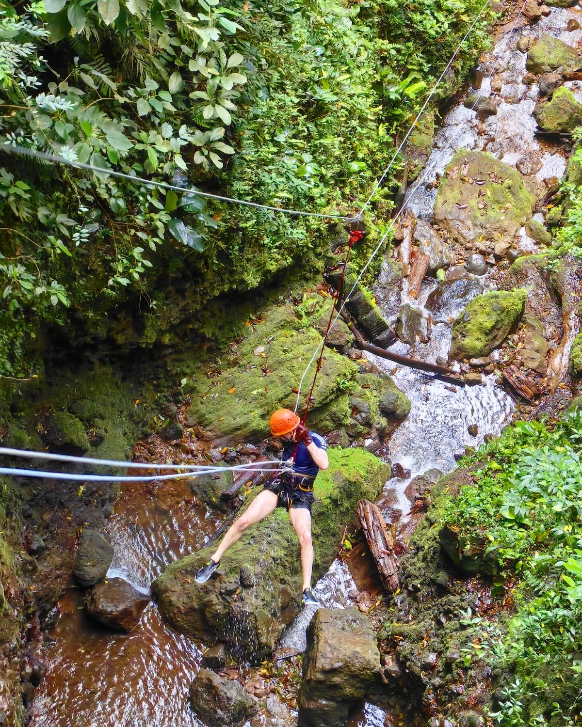Rappelling the canyon
