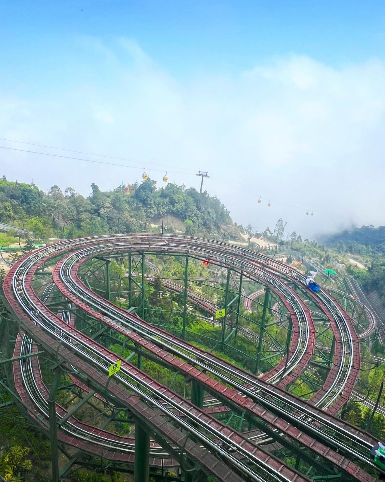 The coaster track above the clouds