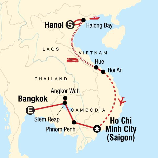Indochina route map