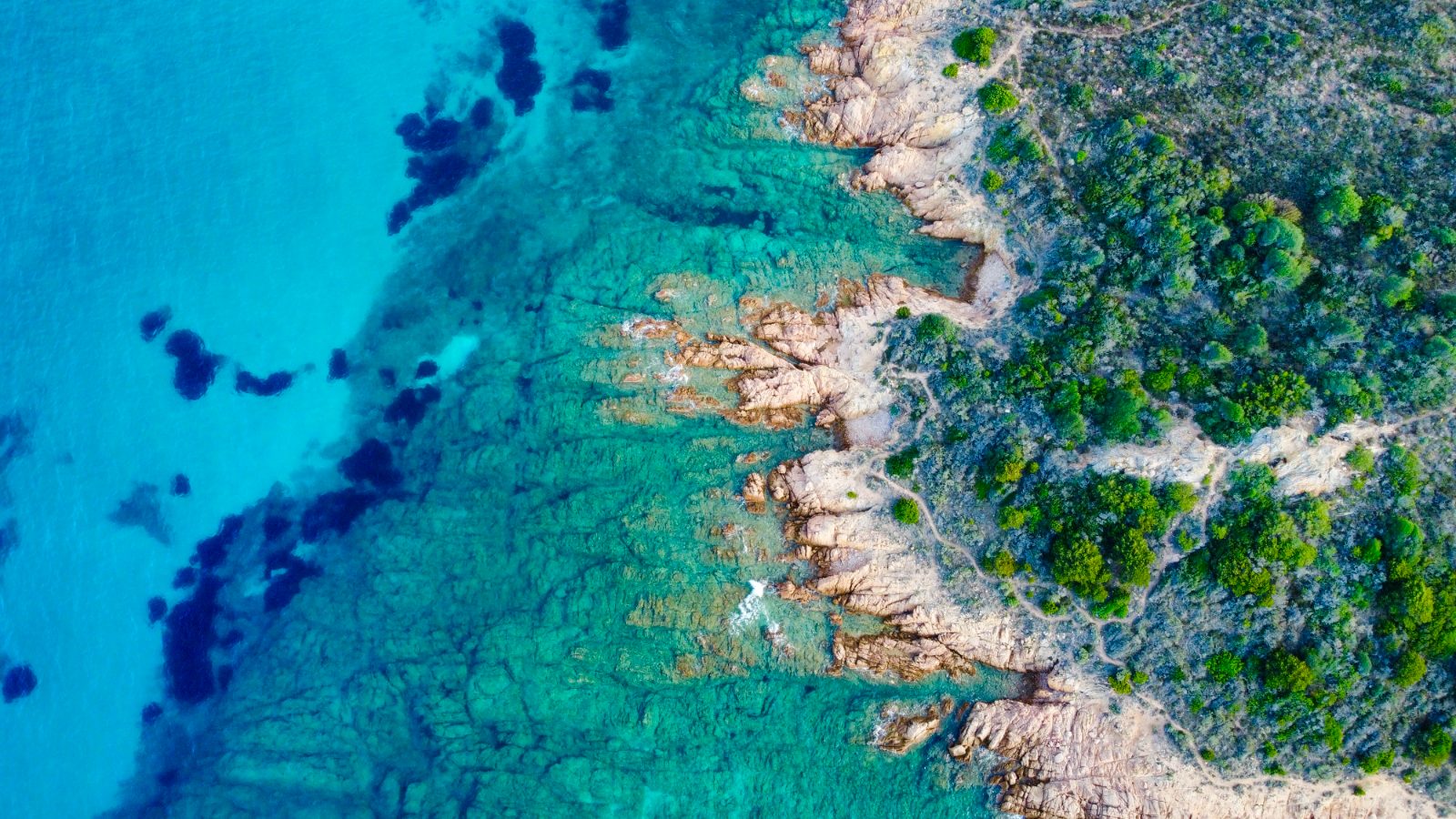 The Costa Smeralda coastline from above