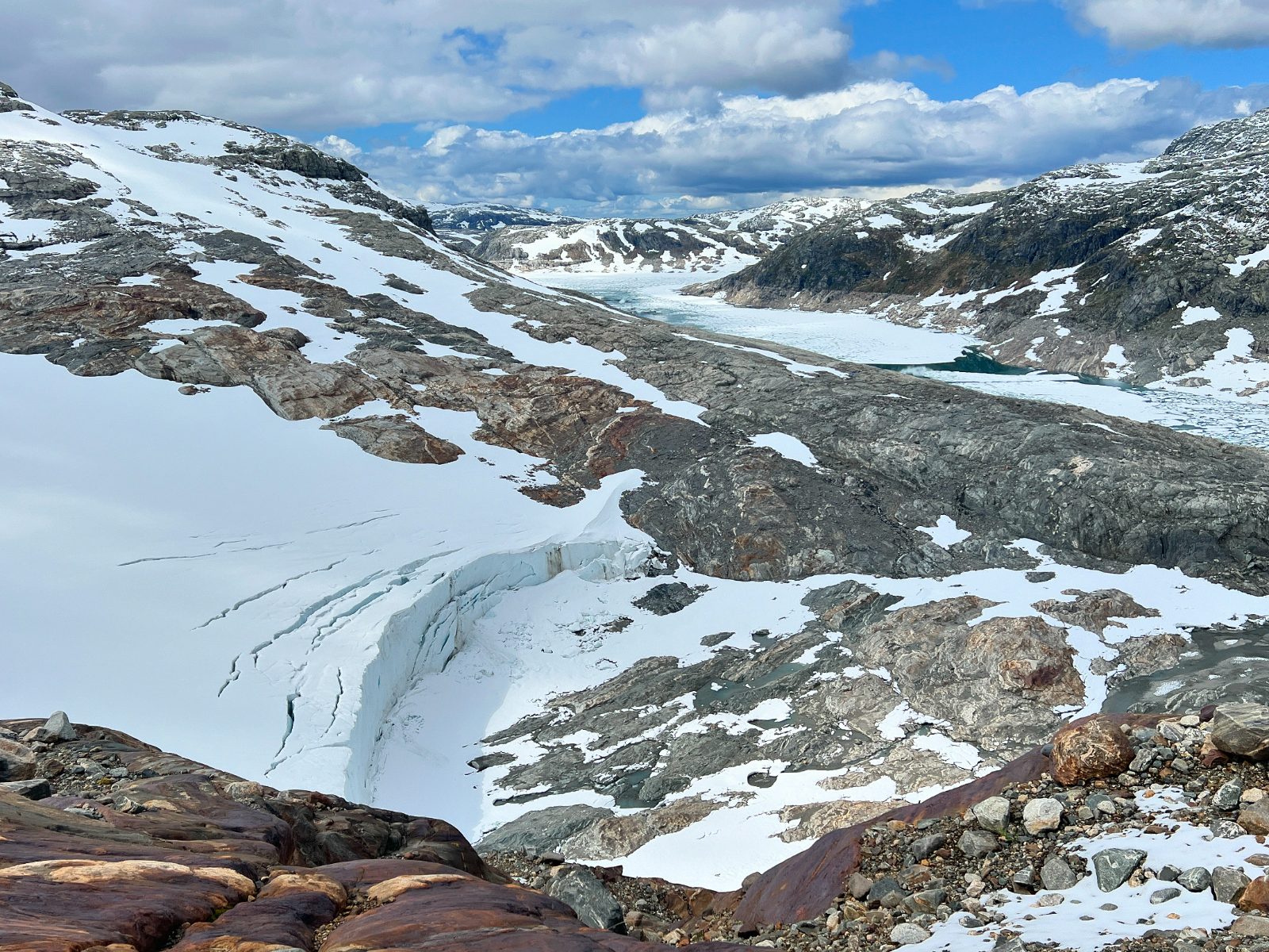 Meltwater lake below the glacier