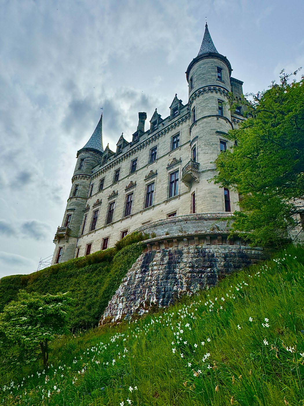 Looking up at the turrets