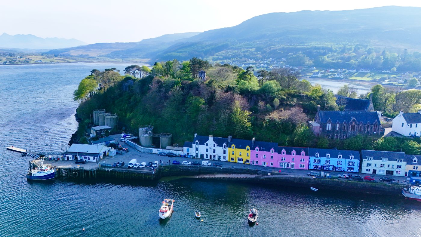 Portree harbour from the air
