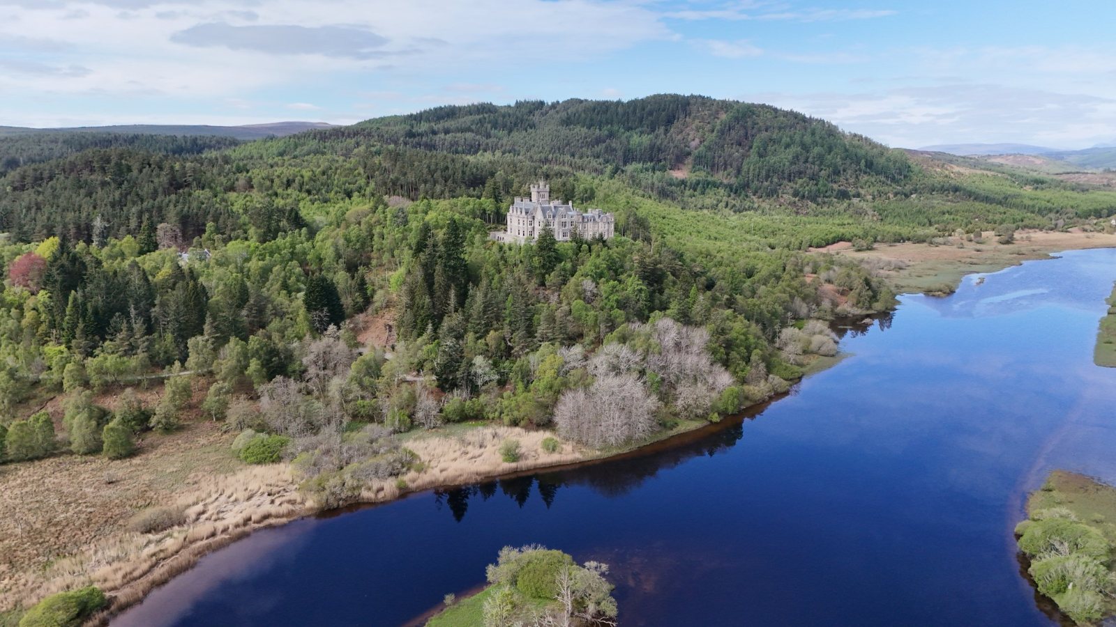Carbisdale Castle above Loch Shin