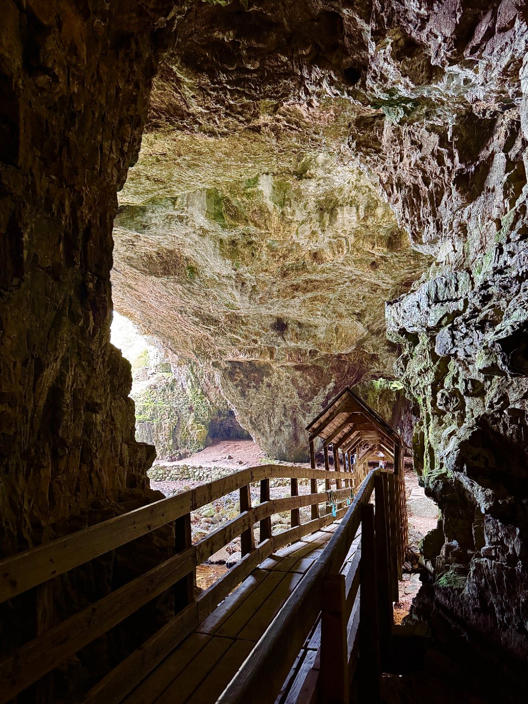 The walkway deep inside the cave